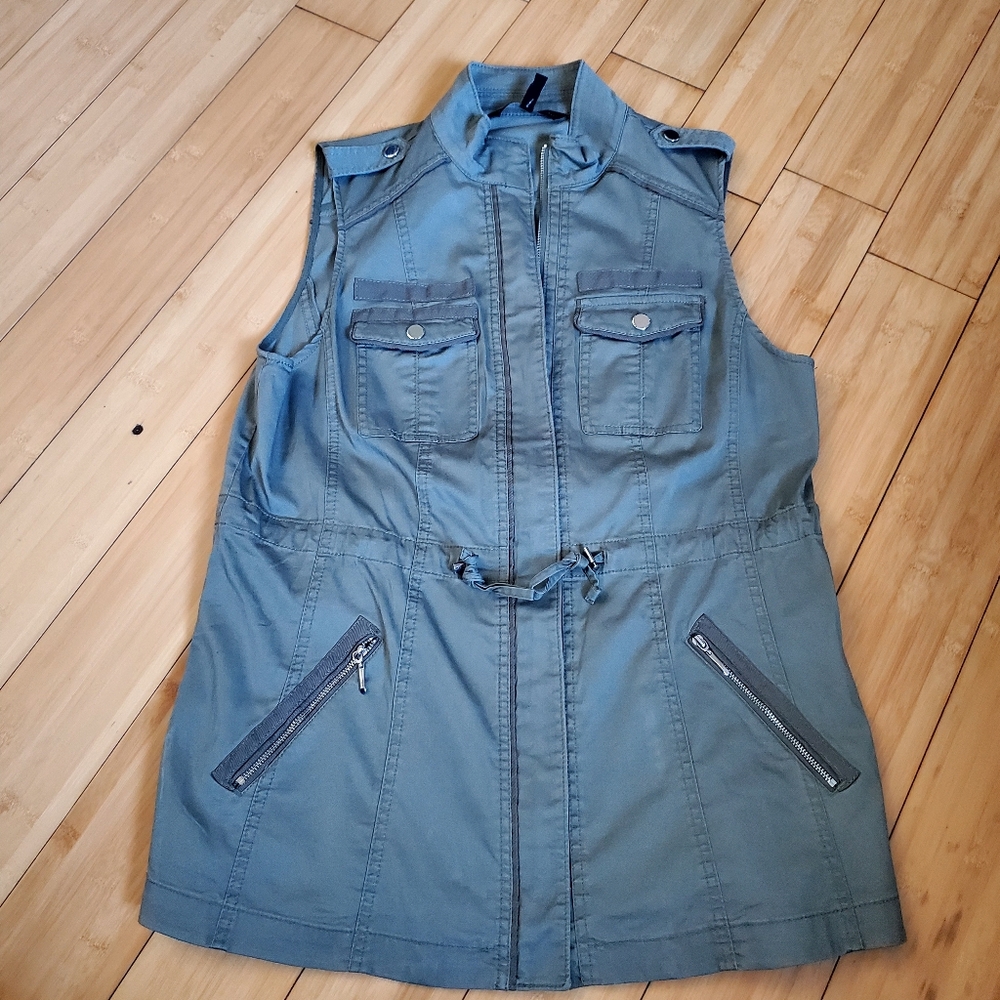 White House Black Market Olive Utility Vest Size Small - Picture 2 of 7